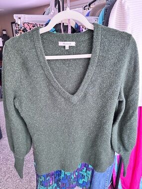 Madewell Forest Green V-Neck Sweater
